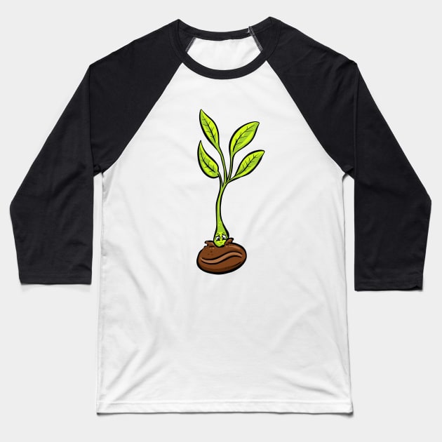 Coffee Bean and Seedling Garden Tips Toons Baseball T-Shirt by Garden Tips Toons